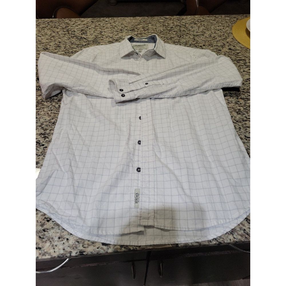Heritage Report Collection White Checkboard Slim Fit Button Up Size M
